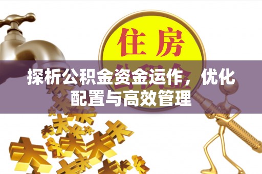 灵石探析公积金资金运作，优化配置与高效管理